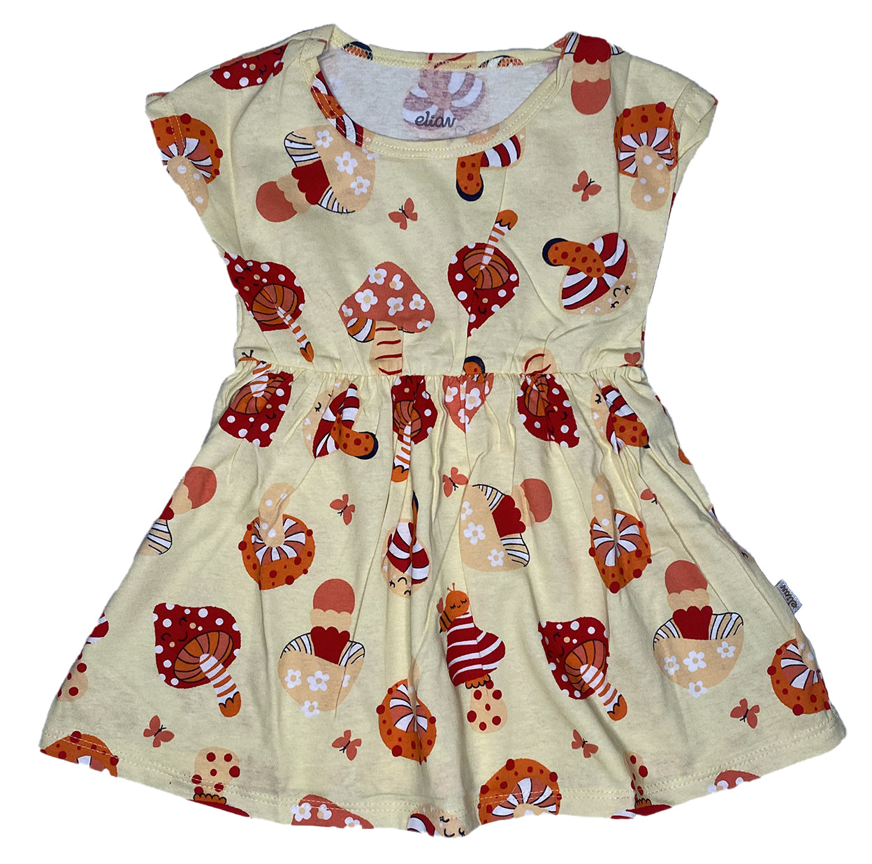 Vestido Feminino Infantil Manga Cogumelos