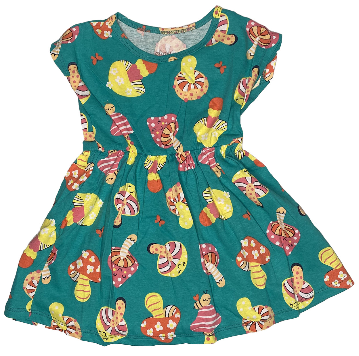 Vestido Feminino Infantil Manga Cogumelos