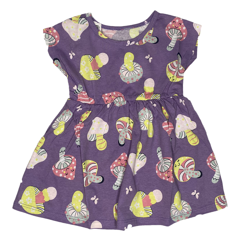 Vestido Feminino Infantil Manga Cogumelos