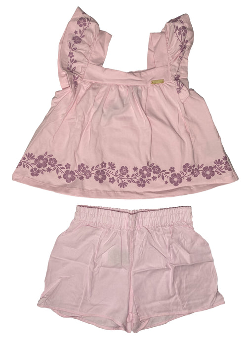 Conjunto Infantil Menina Textura Flores Colorittá Rosa